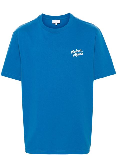 T-shirt con ricamo Fox in blu Maison kitsuné - uomo